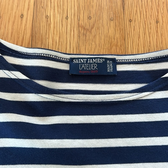 Saint James atelier navy/ white striped shirt size US 6 - Picture 2 of 3